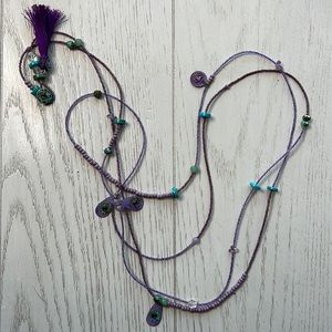 Purple Beaded Necklace with Tassel. 863